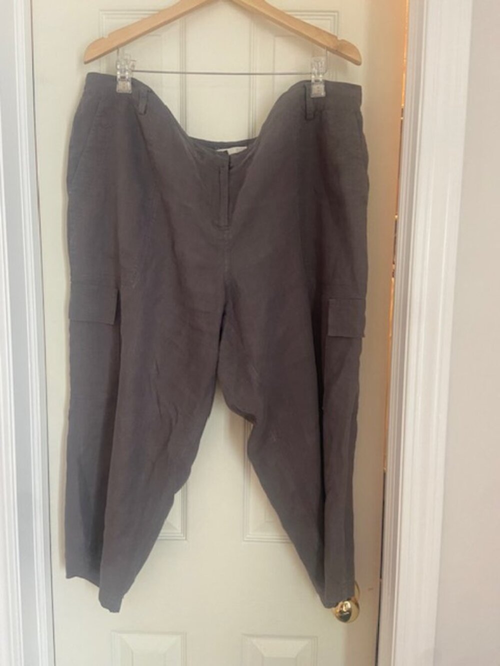 Eileen Fisher dark grey cropped linen pants